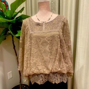 Lace blouse, tan